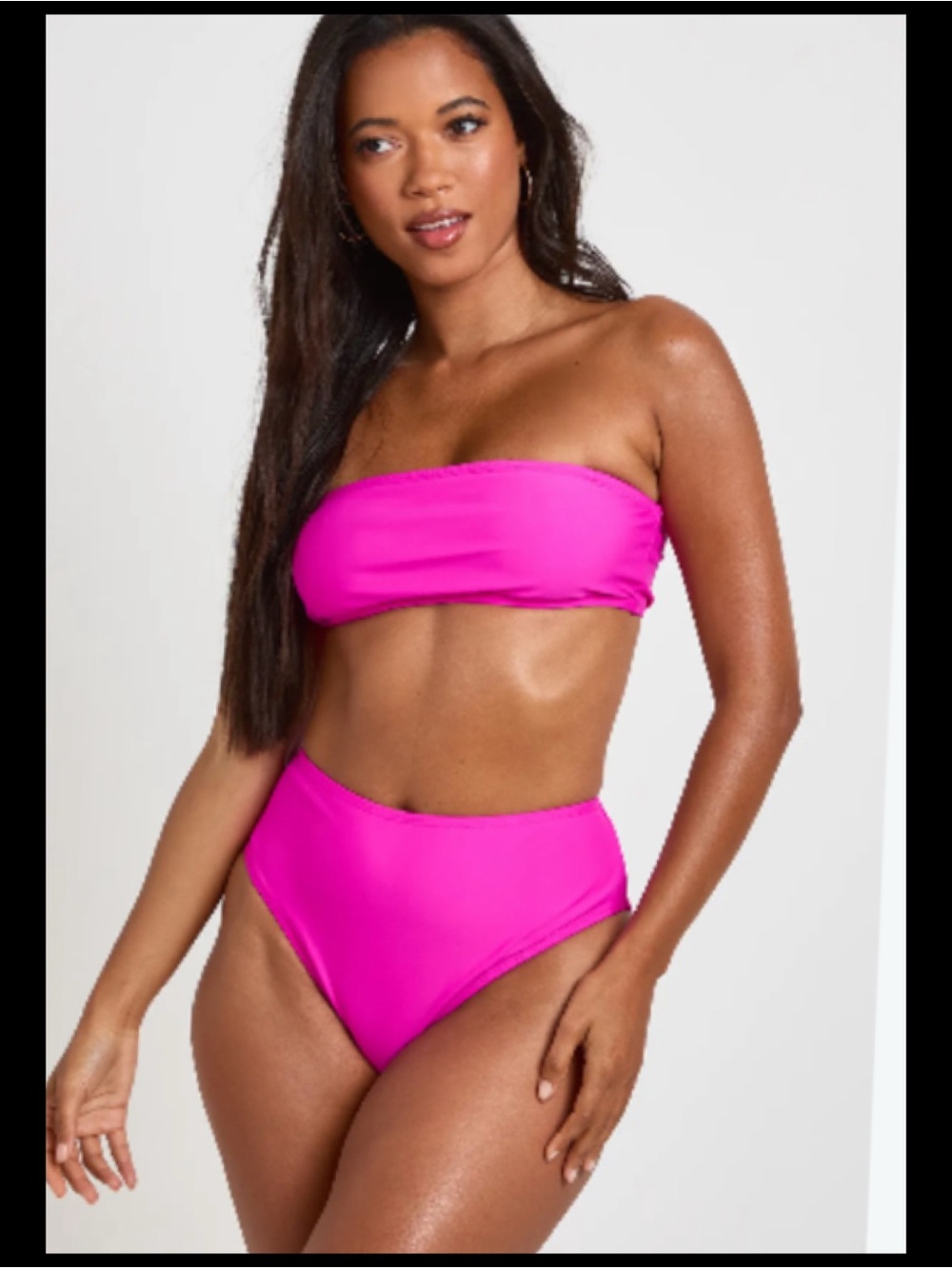 Strapless High-Waist Bikini Set - Hot Pink.62